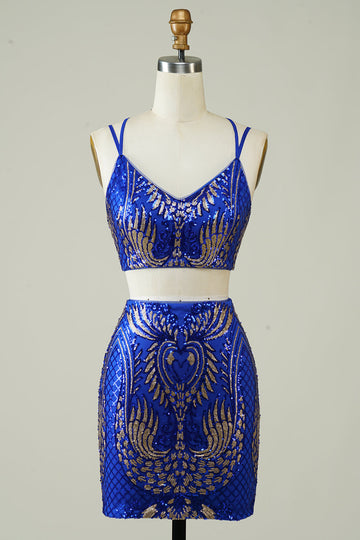 Azul Real 2 Piezas Vestido de Cóctel